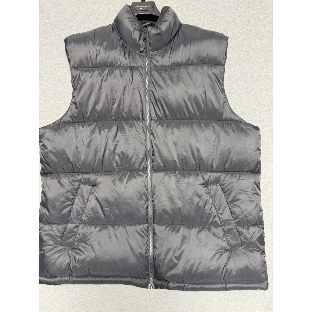 Old Navy Mens XXL Puffer Vest Dark Gray Quilted Full Zip Sleeveless Jacket